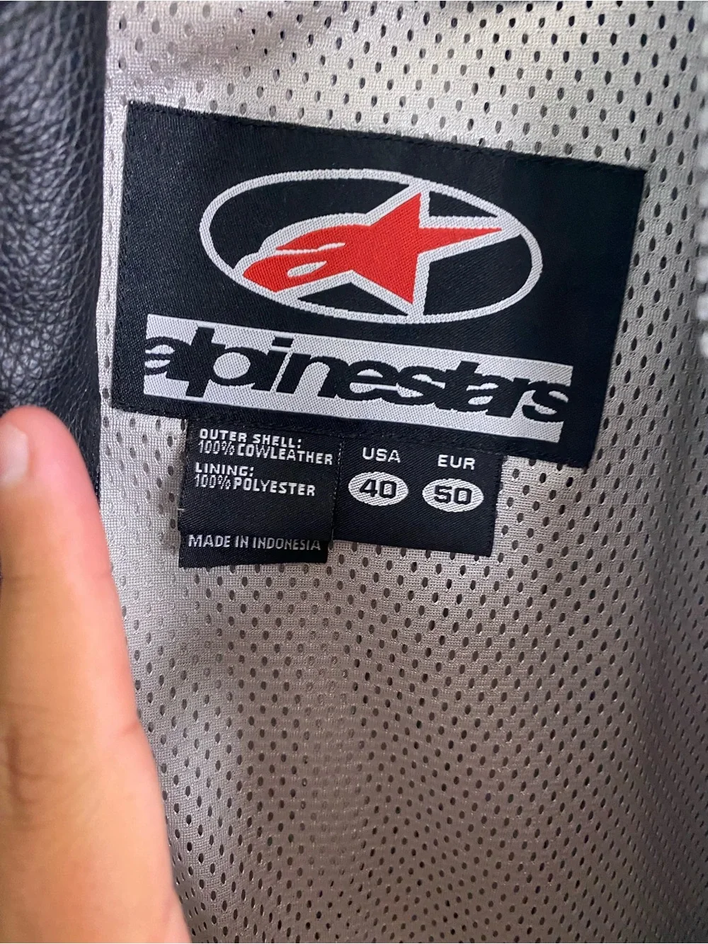 Alpinestars Leather Moto Jacket Size 40 ZIPPER NEEDS PULL THINGY